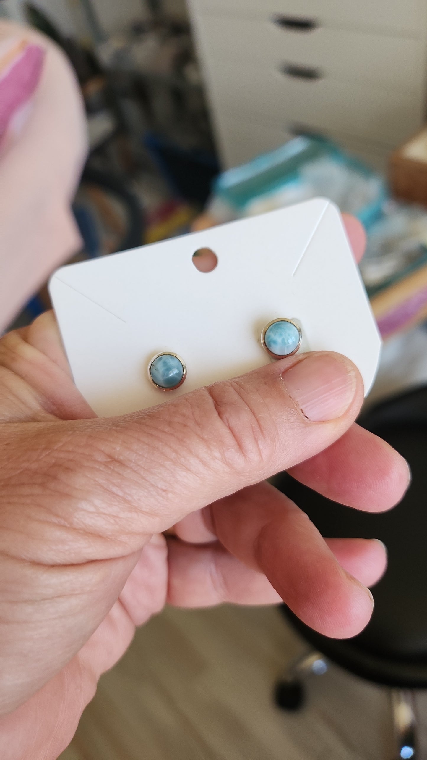 Larimar,  argent 925 cloux d'oreilles